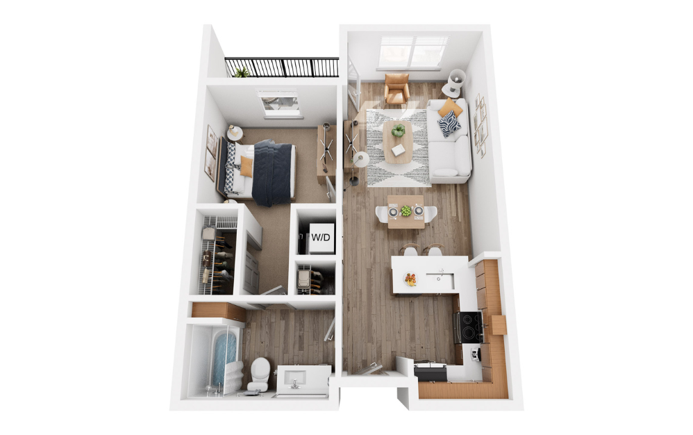 One Bedroom 1 - Classic - 1 bedroom floorplan layout with 1 bathroom and 717 square feet