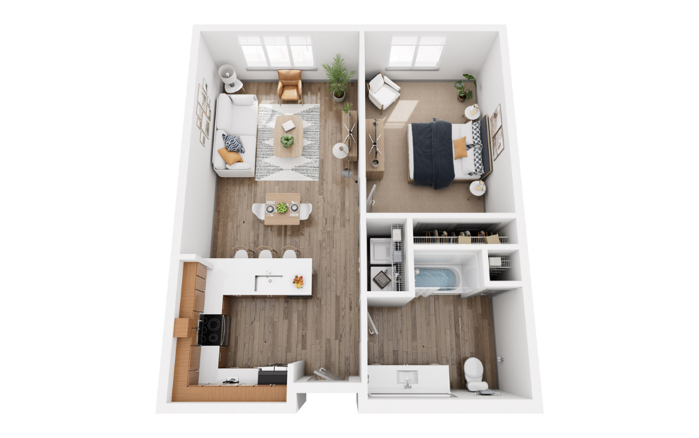 One Bedroom One Bath with Den 8 - Classic - 1 bedroom floorplan layout with 1 bathroom and 924 square feet