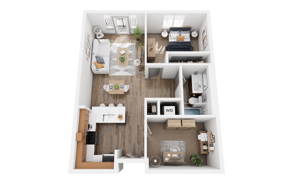 One Bedroom with Den 2 - Renovated - 1 bedroom floorplan layout with 1 bathroom and 768 square feet