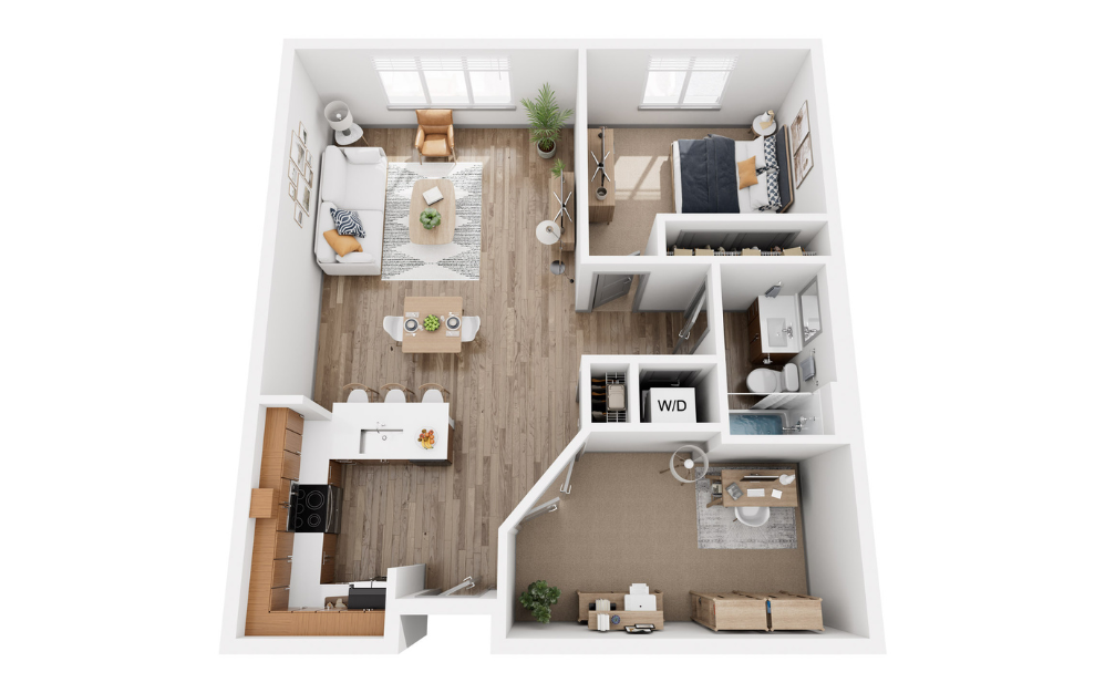 One Bedroom with Den 6 - Partial Renovation - 1 bedroom floorplan layout with 1 bathroom and 879 square feet