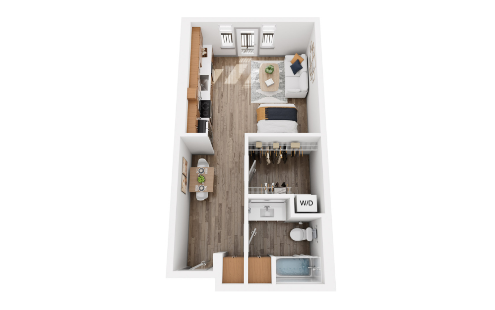 Studio 1 MFTE - Renovated - Studio floorplan layout with 1 bathroom and 511 square feet